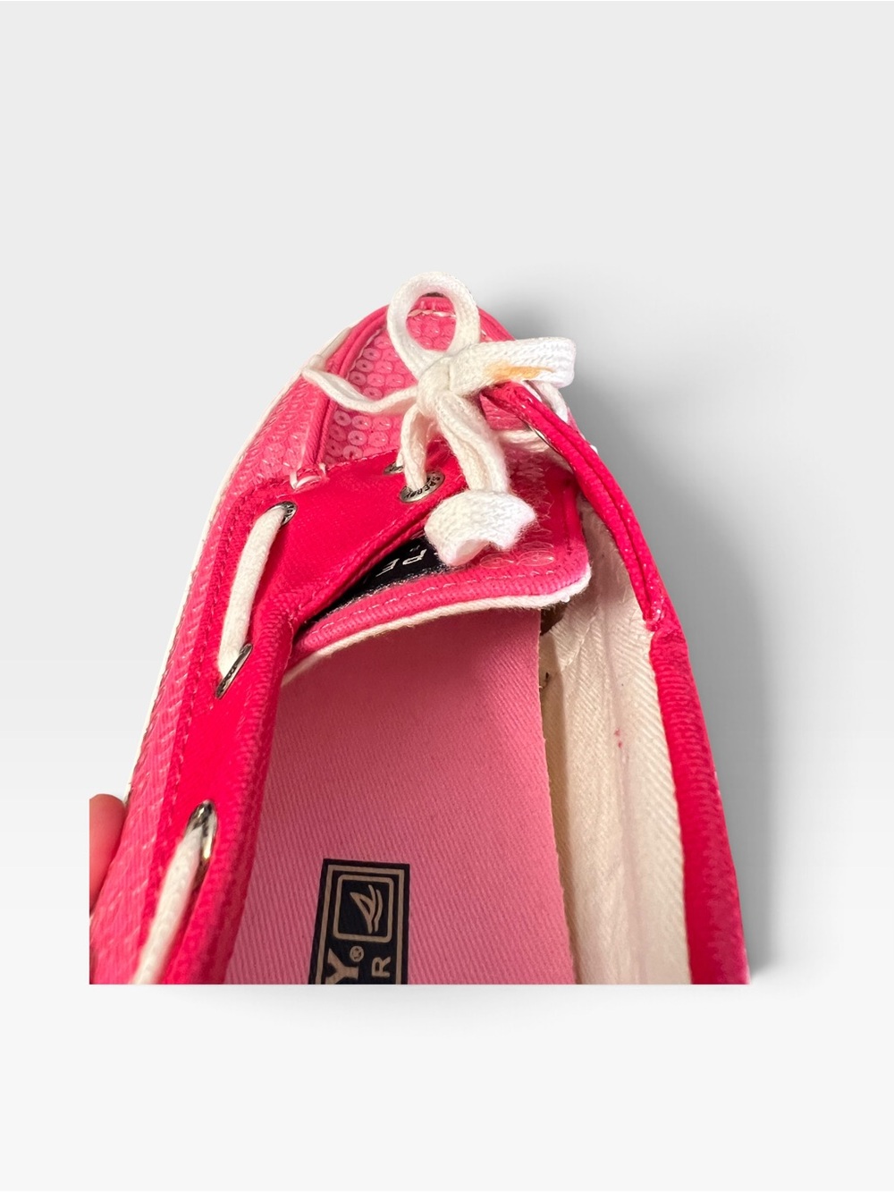 Sperry Top-Sider Boat Shoes Sneaker, Pink Sequin detail White contrast, 7 - Picture 10 of 11